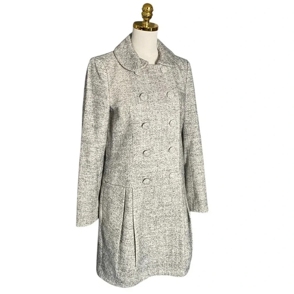 FRENCH CONNECTION | Women’s Double Breasted Marled Wool Blend Peacoat Size 8 - Picture 2 of 10